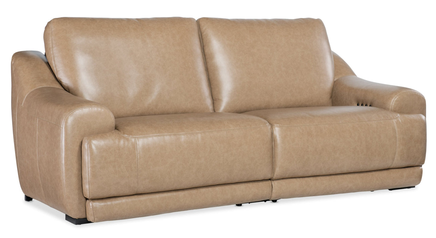Modway Furniture Wayward Power Sofa - Luxurious Power Recline & Adjustable Headrest in Latte Leather for Relaxation