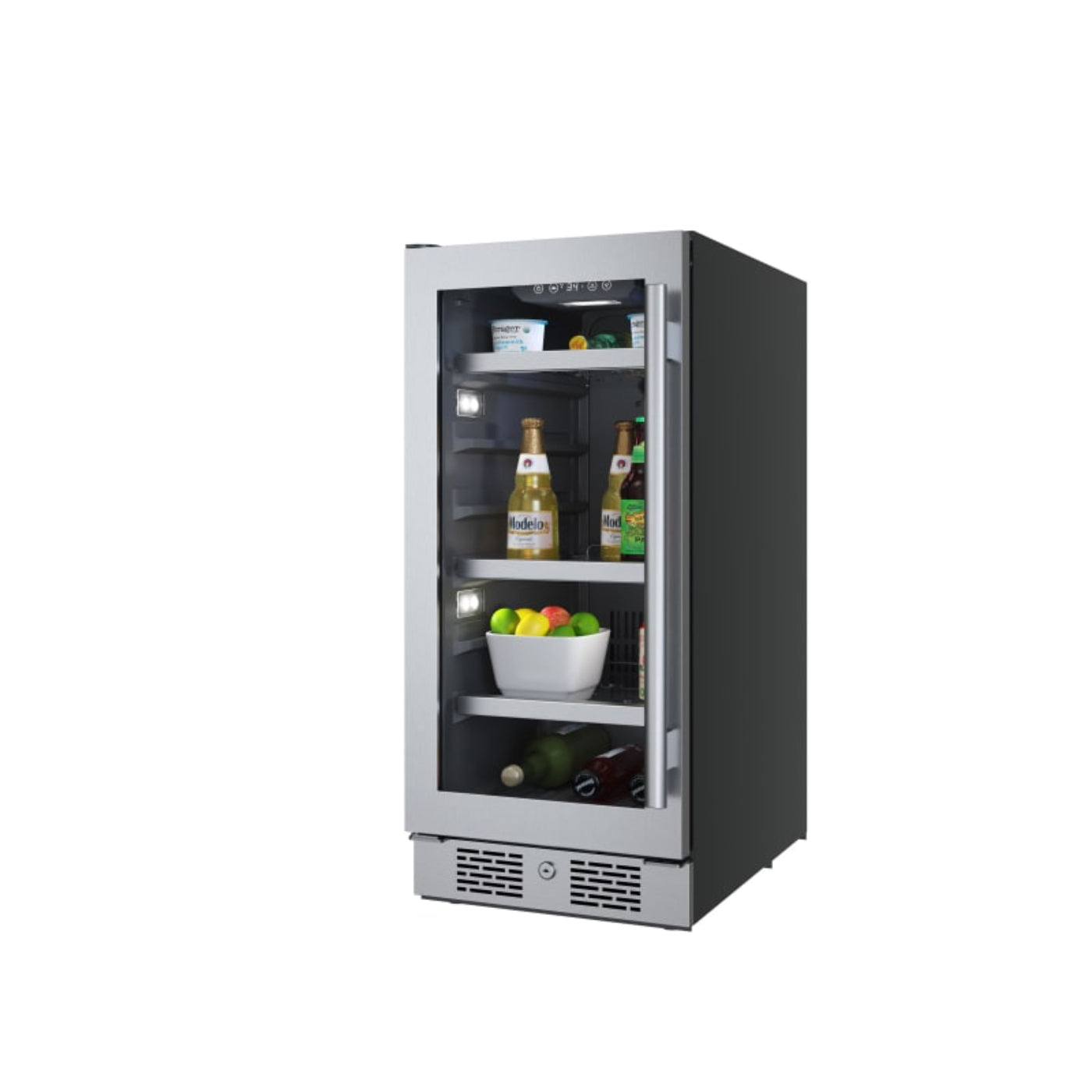 Avallon 15 Inch Wide 86 Can Beverage Center with LED Lighting - ABR152SGLH