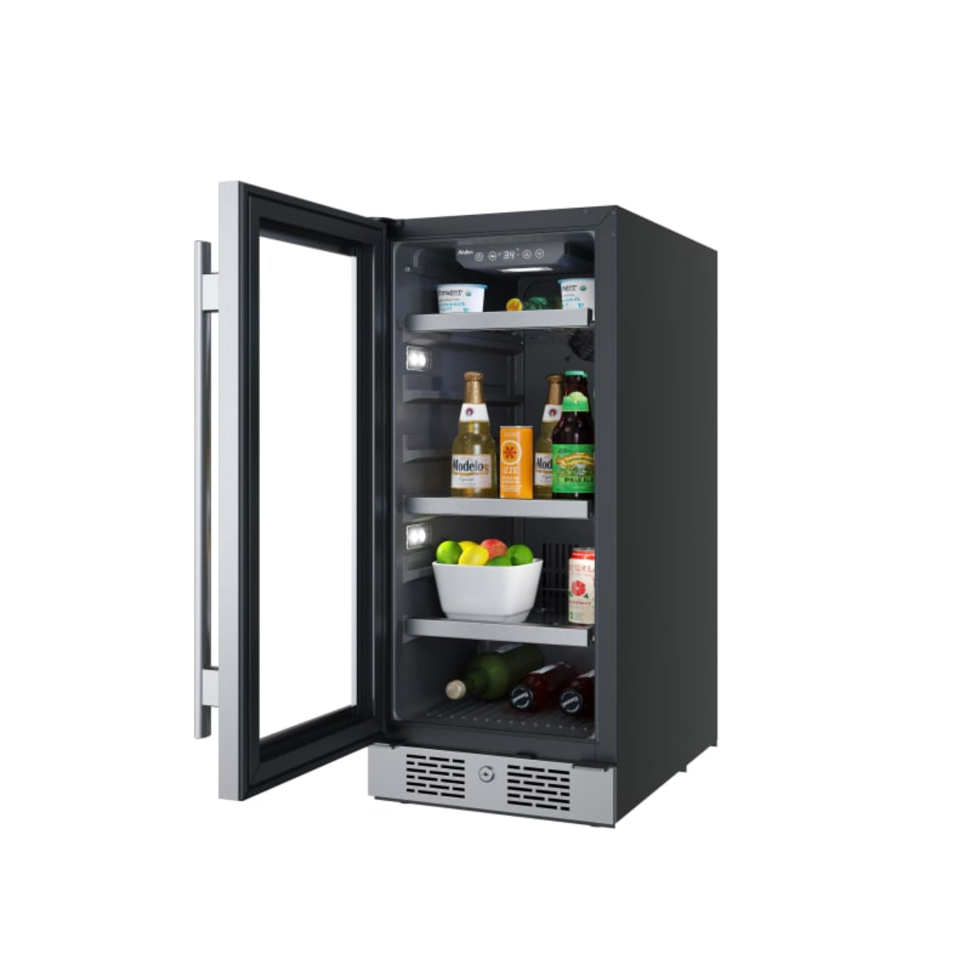 Avallon 15 Inch Wide 86 Can Beverage Center with LED Lighting - ABR152SGLH
