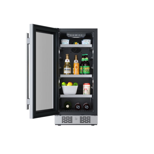 Avallon 15 Inch Wide 86 Can Beverage Center with LED Lighting - ABR151BLSS - ABR151BLSS