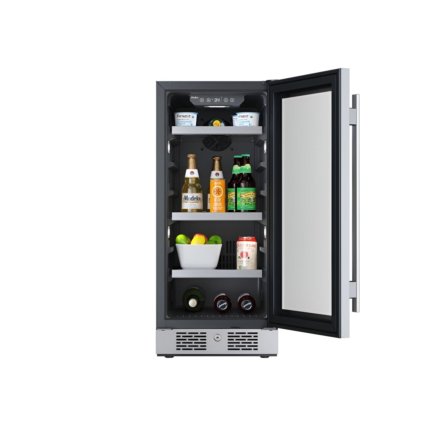 Avallon 15 Inch Wide 86 Can Beverage Center with LED Lighting - ABR152SGRH
