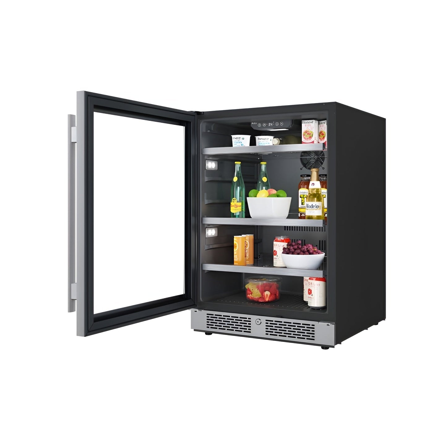 Avallon 24 Inch Wide 140 Can Energy Efficient Beverage Center with LED Lighting, Double Pane Glass, Touch Control Panel and Left Swing Door - ABR242SGLH