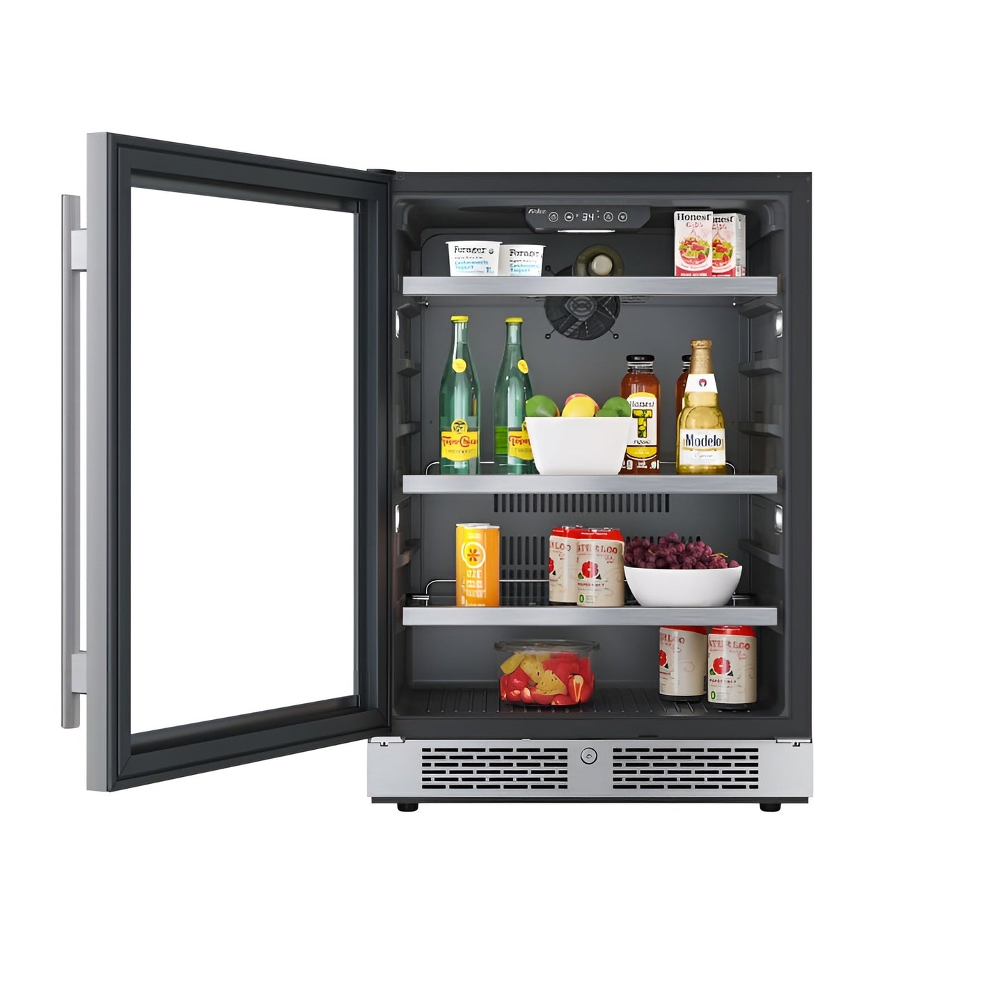 Avallon 24 Inch Wide 140 Can Energy Efficient Beverage Center with LED Lighting, Double Pane Glass, Touch Control Panel and Left Swing Door - ABR242SGLH