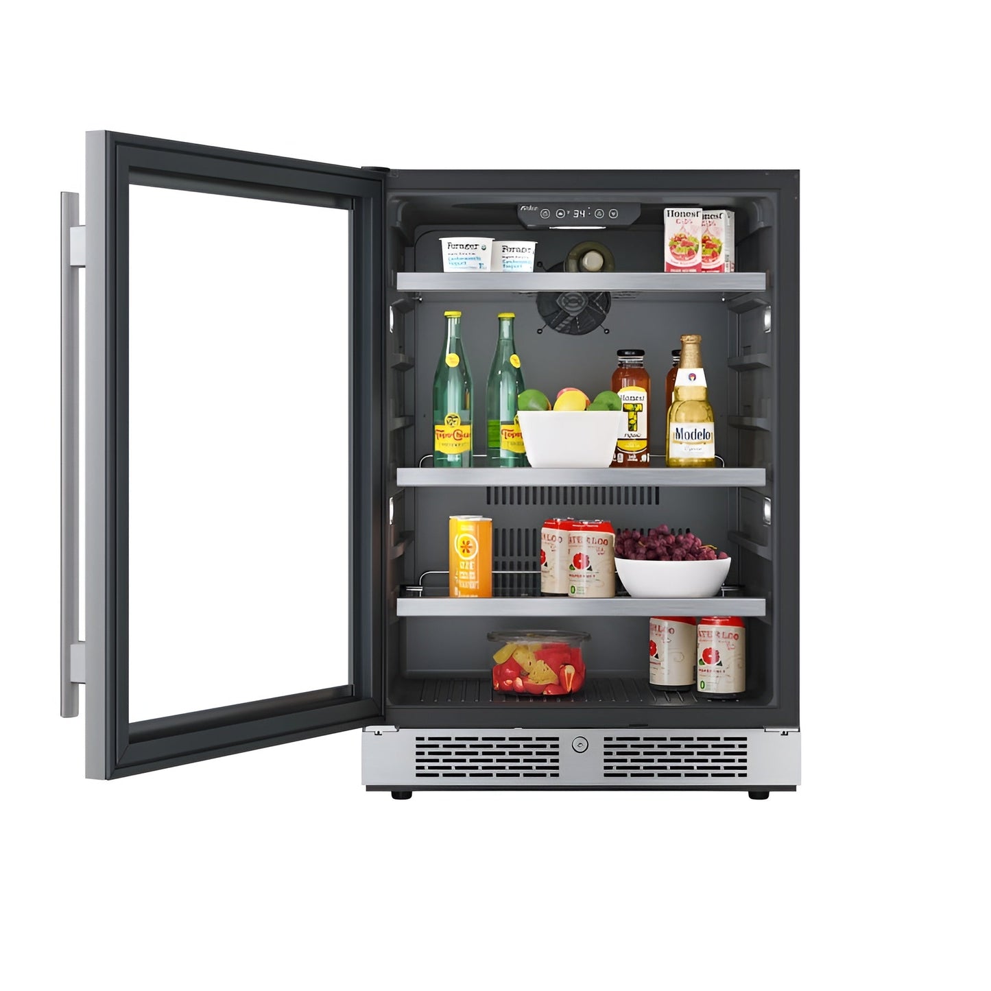 Avallon 24 Inch Wide 140 Can Energy Efficient Beverage Center with LED Lighting, Double Pane Glass, Touch Control Panel and Left Swing Door - ABR242PRGLH