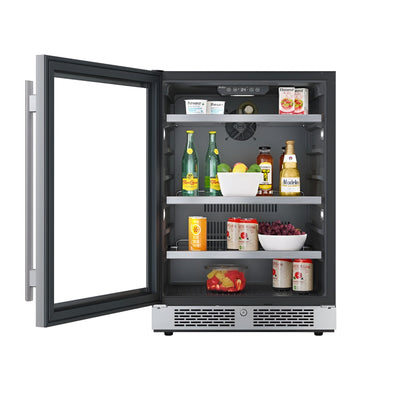 Avallon 24 Inch Wide 140 Can Energy Efficient Beverage Center with LED Lighting, Double Pane Glass, Touch Control Panel and Left Swing Door - ABR242PRGLH