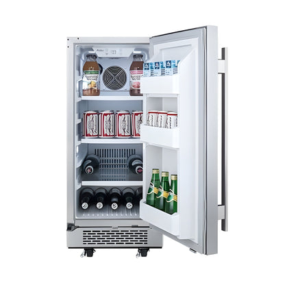 Avallon 15 Inch Wide 3.3 Cu.Ft. Energy Efficient Outdoor Approved Beverage Center with LED Lighting - AFR151SSODRH