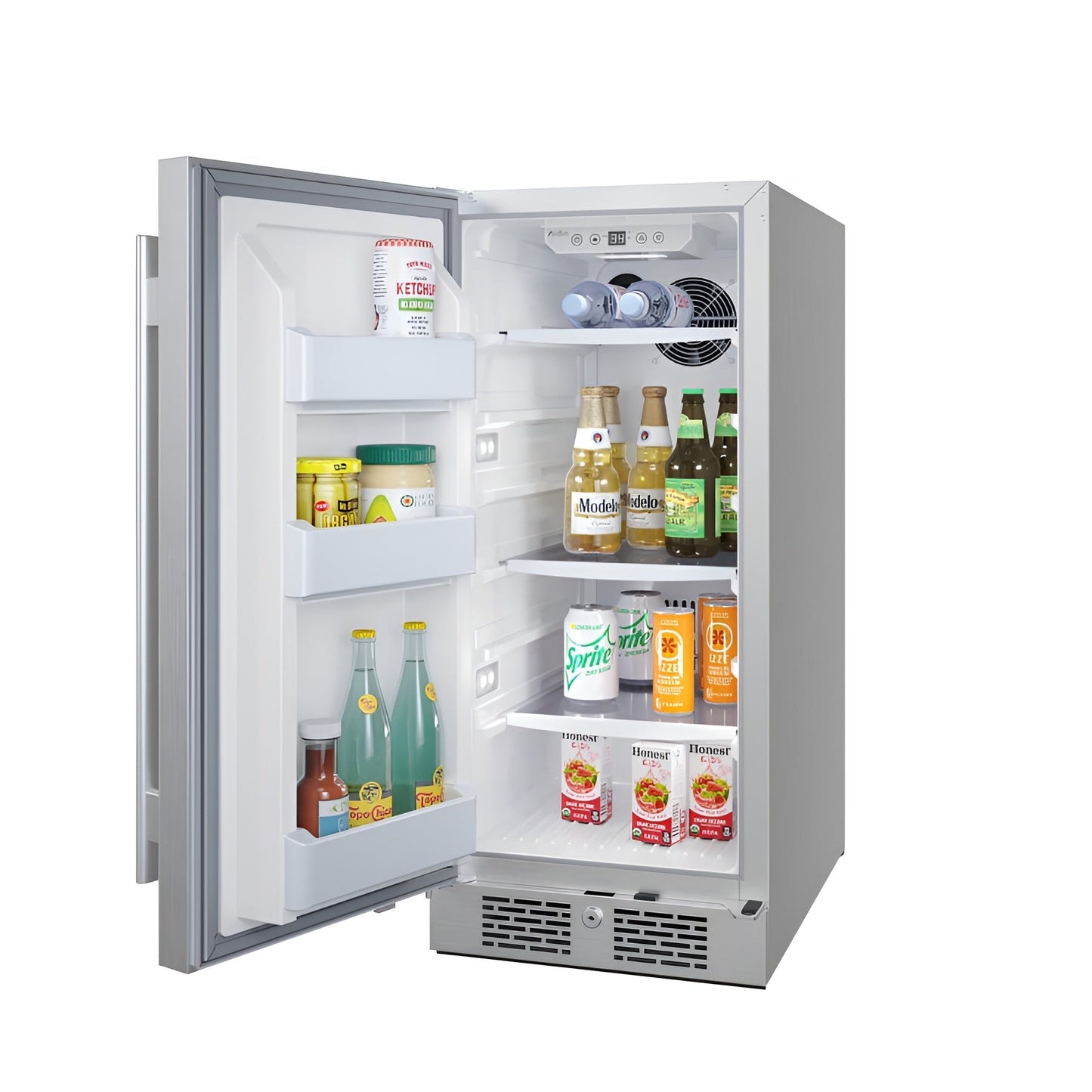Avallon 15 Inch Wide 3.3 Cu. Ft. Outdoor Compact Refrigerator with LED Lighting and Left Swing Door Model AFR152SSODLH