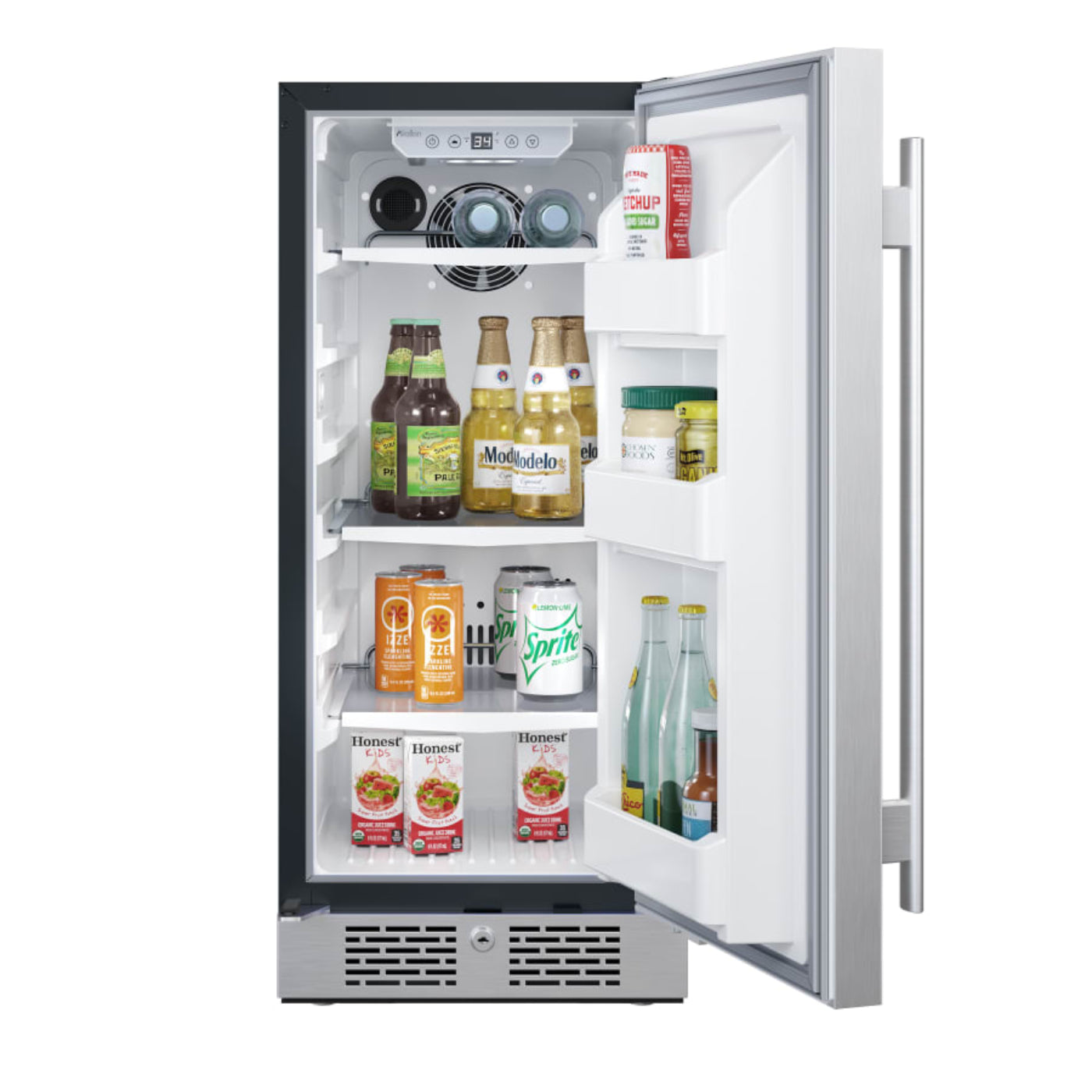 Avallon 15 Inch Wide 3.3 Cu. Ft. Compact Refrigerator with LED Lighting and Right Swing Door - AFR152SSRH