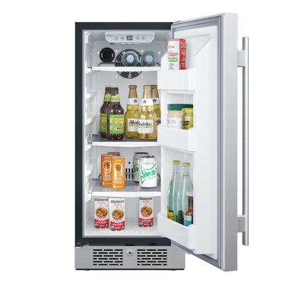 Avallon 15 Inch Wide 3.3 Cu. Ft. Compact Refrigerator with LED Lighting and Right Swing Door - AFR152SSRH