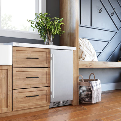 Avallon 15 Inch Wide 3.3 Cu. Ft. Compact Refrigerator with LED Lighting and Right Swing Door - AFR152SSRH