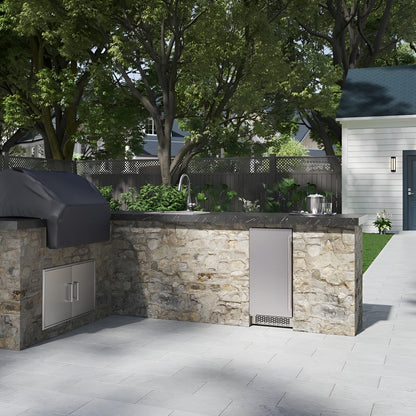 Avallon 15 Inch Wide 26 Lbs. Built-In / Free Standing Outdoor Ice Maker with 56 Lbs. Daily Ice Production and Factory Installed Pump - AIMG151PSSOLH