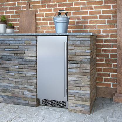 Avallon 15 Inch Wide 26 Lbs. Built-In / Free Standing Outdoor Ice Maker with 56 Lbs. Daily Ice Production and Factory Installed Pump - AIMG151PSSOLH