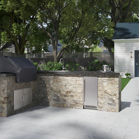 Avallon 15 Inch Wide 26 Lbs. Built-In / Free Standing Outdoor Ice Maker with 56 Lbs. Daily Ice Production and Factory Installed Pump - AIMG151PSSORH