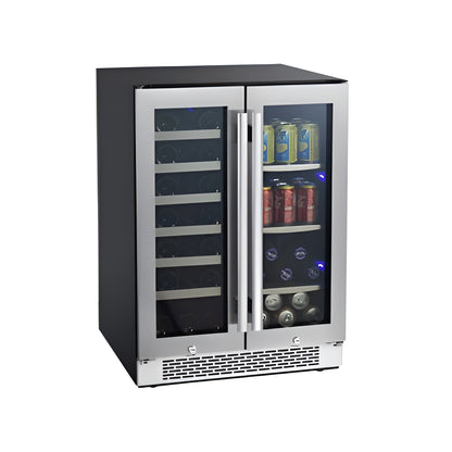 Avallon 24 Inch Wide 21 Bottle and 60 Can Capacity Built-In Wine Cooler and Beverage Center Combo - AWBC241GGFD