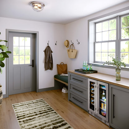 Avallon 24 Inch Wide 21 Bottle Capacity and 64 Can Capacity Beverage Center with LED Lighting and Double Pane Glass - AWBC242GGFDPRG