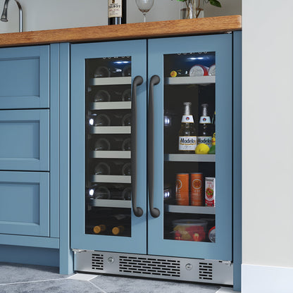 Avallon 24 Inch Wide 21 Bottle Capacity and 64 Can Capacity Beverage Center with LED Lighting and Double Pane Glass - AWBC242GGFDPRG