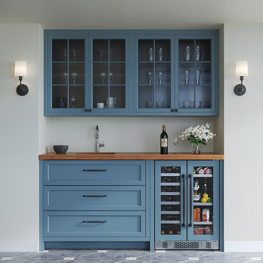 Avallon 24 Inch Wide 21 Bottle Capacity and 64 Can Capacity Beverage Center with LED Lighting and Double Pane Glass - AWBC242GGFDPRG