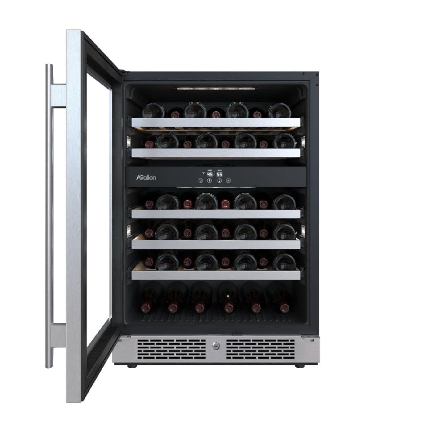 Avallon 24 Inch Wide 45 Bottle Capacity Dual Zone Wine Cooler with Left Swing Door - AWC242DPRGLH