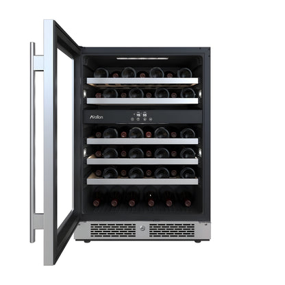 Avallon 24 Inch Wide 45 Bottle Capacity Dual Zone Wine Cooler with Left Swing Door - AWC242DZLH