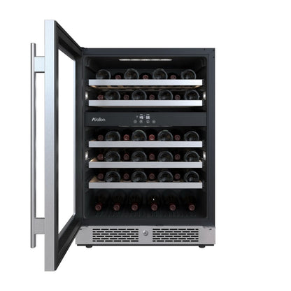 Avallon 24 Inch Wide 45 Bottle Capacity Dual Zone Wine Cooler with Left Swing Door - AWC242DPRSLH
