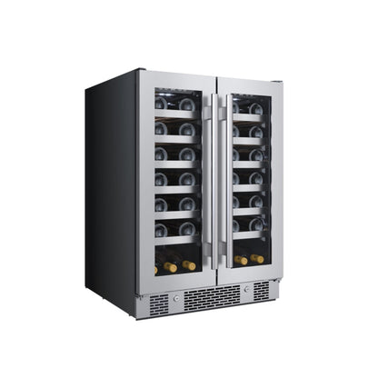 Avallon 24 Inch Wide 42 Bottle Capacity French Door Wine Cooler with LED Lighting - AWC242FD