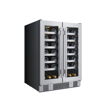 Avallon 24 Inch Wide 42 Bottle Capacity French Door Wine Cooler with LED Lighting - AWC242FD