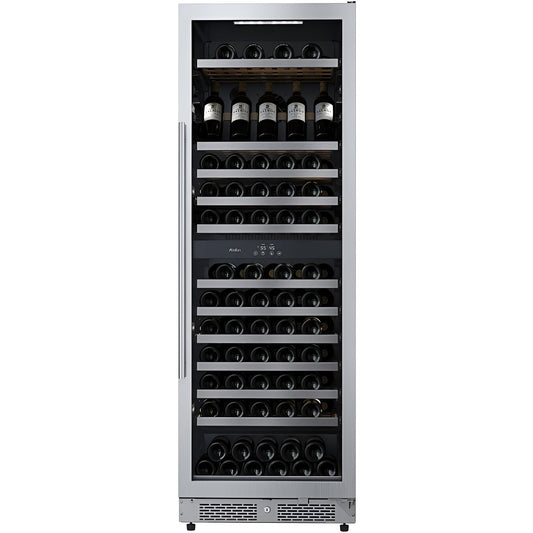 Avallon 24 Inch Wide 140 Bottle Capacity Built-In or Free Standing Wine Cooler with Wood Shelves, Dual Zone Cooling, Door Alarm, Door Lock and Energy Star Rated - AWC243TDZRHA
