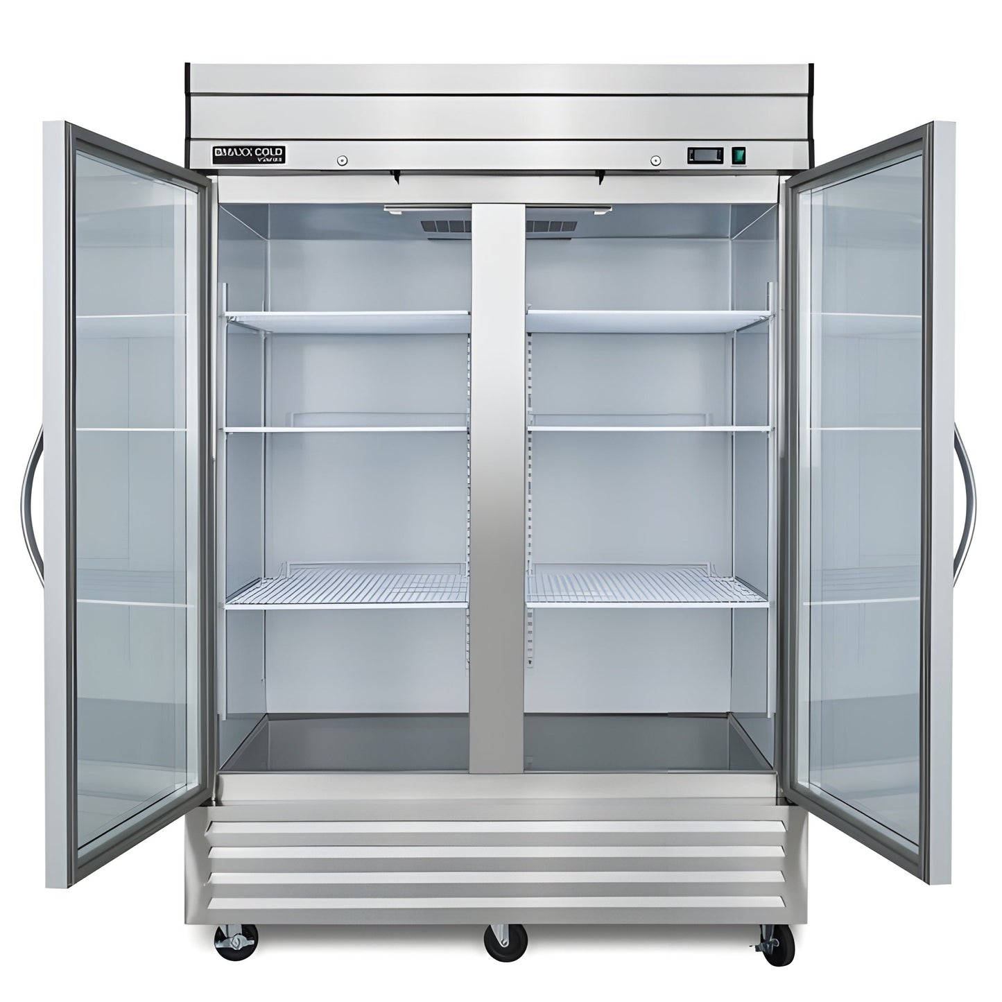 Maxx Cold V-Series 2 Glass Door Reach-In Refrigerator, Bottom Mount, in Stainless Steel - MVR-49GDHC
