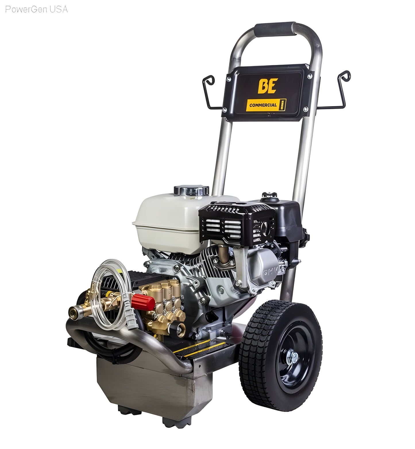 BE Power Equipment 2500 PSI  3.0 GPM Gas Pressure Washer with Honda GX200 Engine and General Triplex Pump - PowerGen USA - PE-2565HWSGENSP