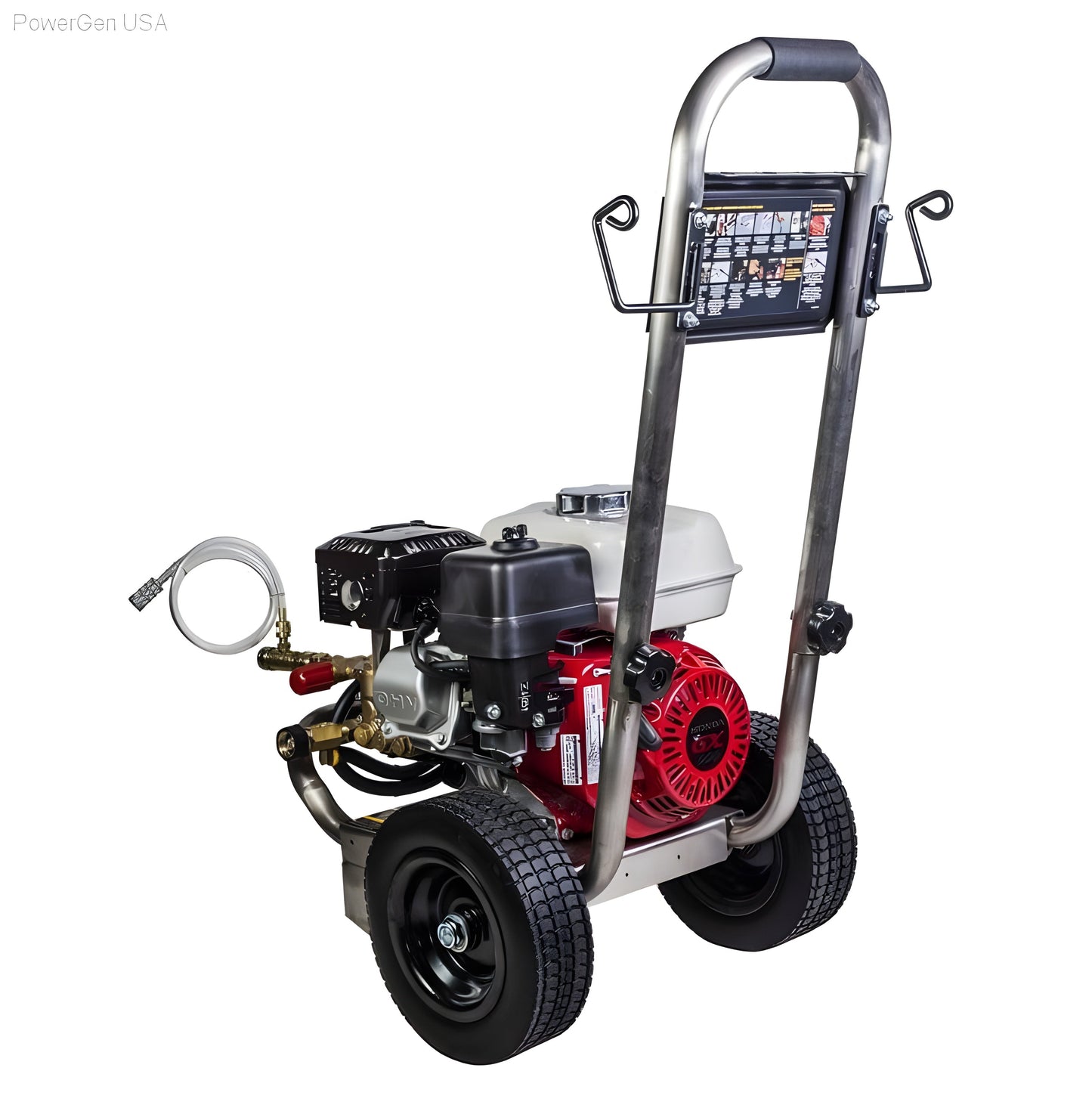 BE Power Equipment 2500 PSI  3.0 GPM Gas Pressure Washer with Honda GX200 Engine and General Triplex Pump - PowerGen USA - PE-2565HWSGENSP