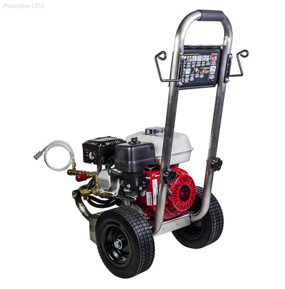 BE Power Equipment 2500 PSI  3.0 GPM Gas Pressure Washer with Honda GX200 Engine and General Triplex Pump - PowerGen USA - PE-2565HWSGENSP