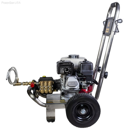 BE Power Equipment 2500 PSI  3.0 GPM Gas Pressure Washer with Honda GX200 Engine and General Triplex Pump - PowerGen USA - PE-2565HWSGENSP