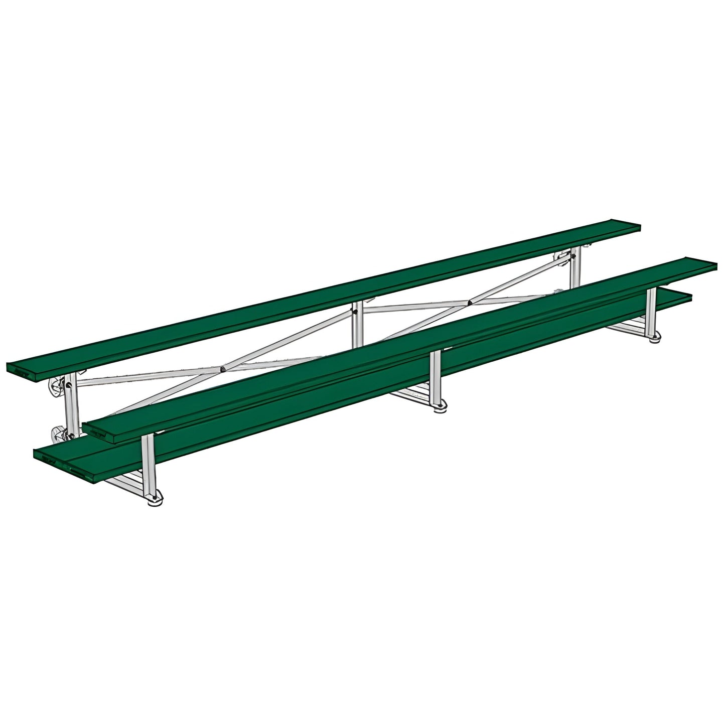 Bleacher - 15 ft. (2 Row - Single Foot Plank) - Tip & Roll (Powder Coated)