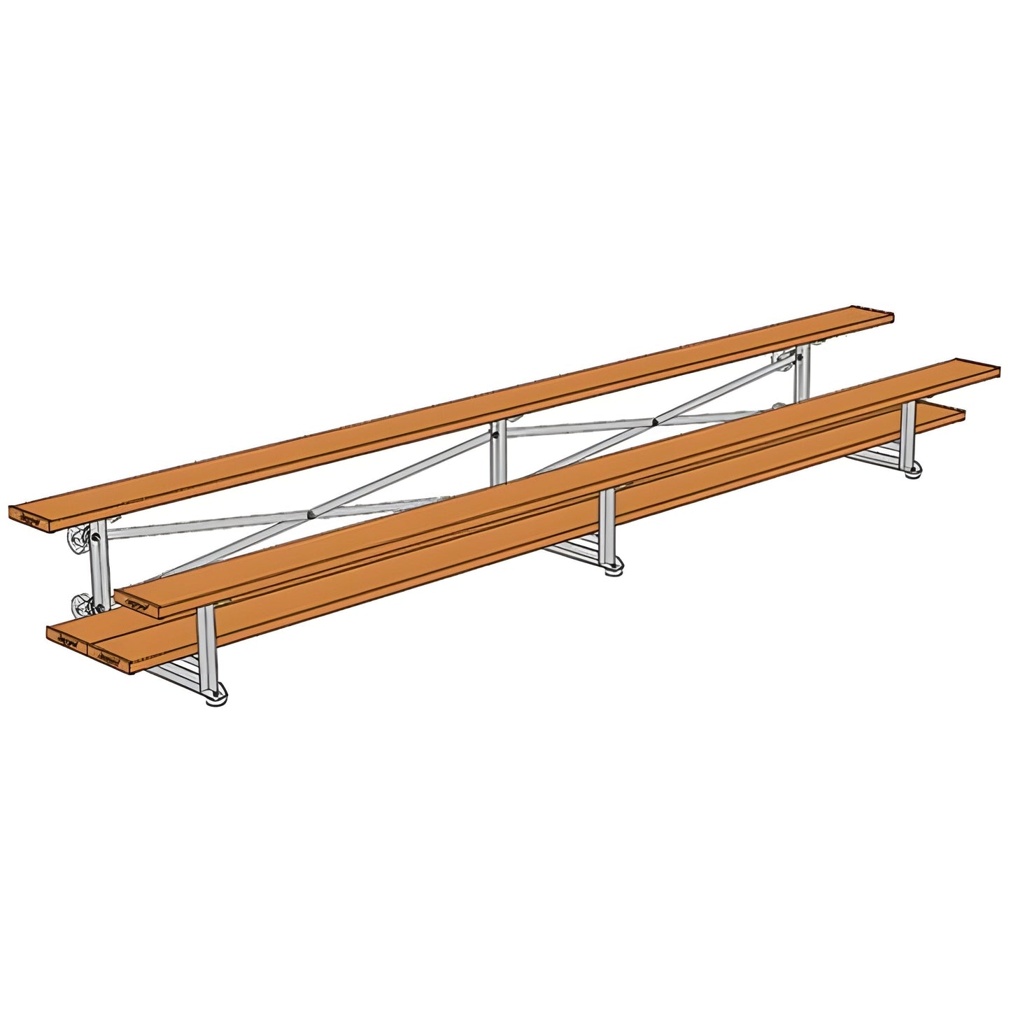 Bleacher - 15 ft. (2 Row - Single Foot Plank) - Tip & Roll (Powder Coated)
