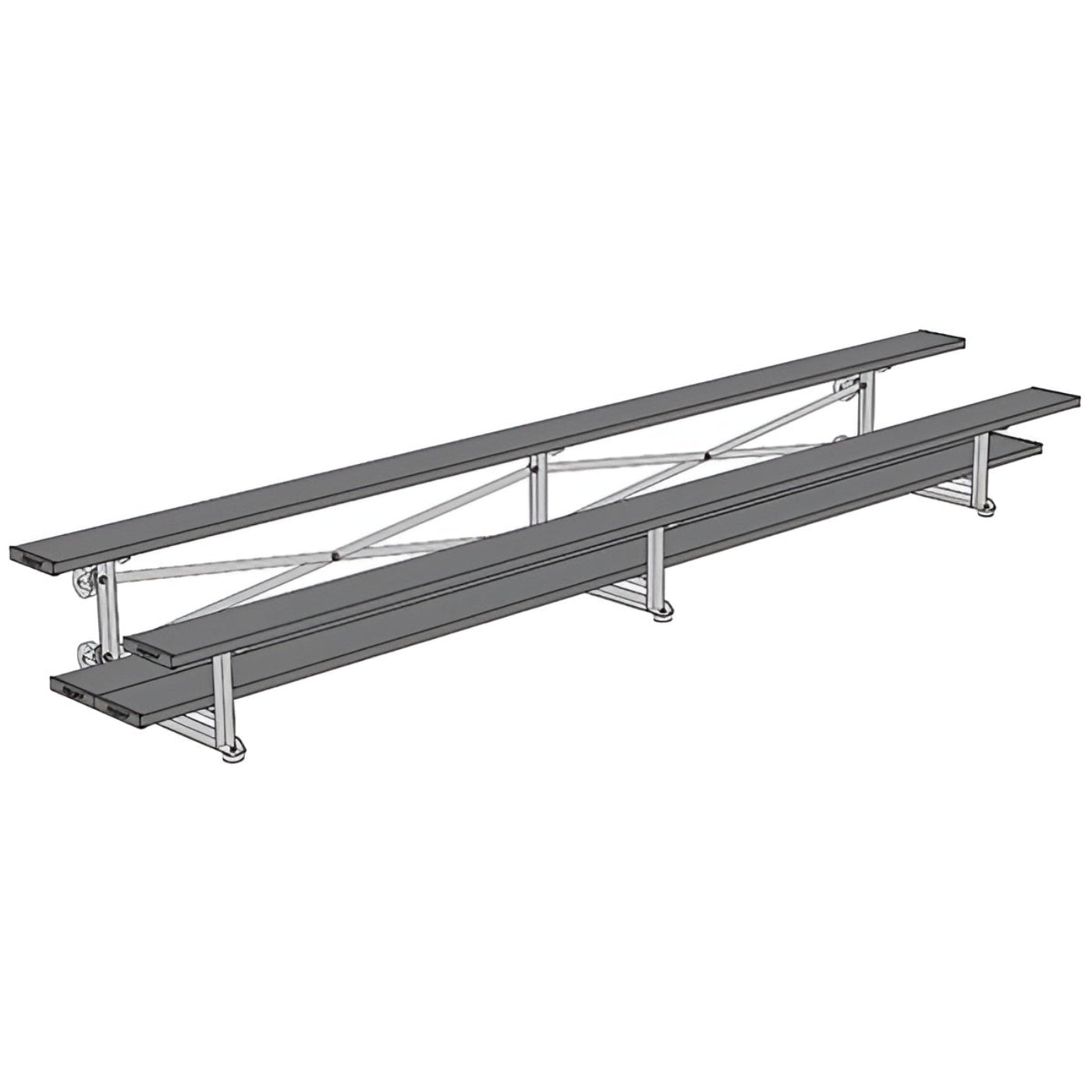 Bleacher - 15 ft. (2 Row - Double Foot Plank) - Tip & Roll (Powder Coated)