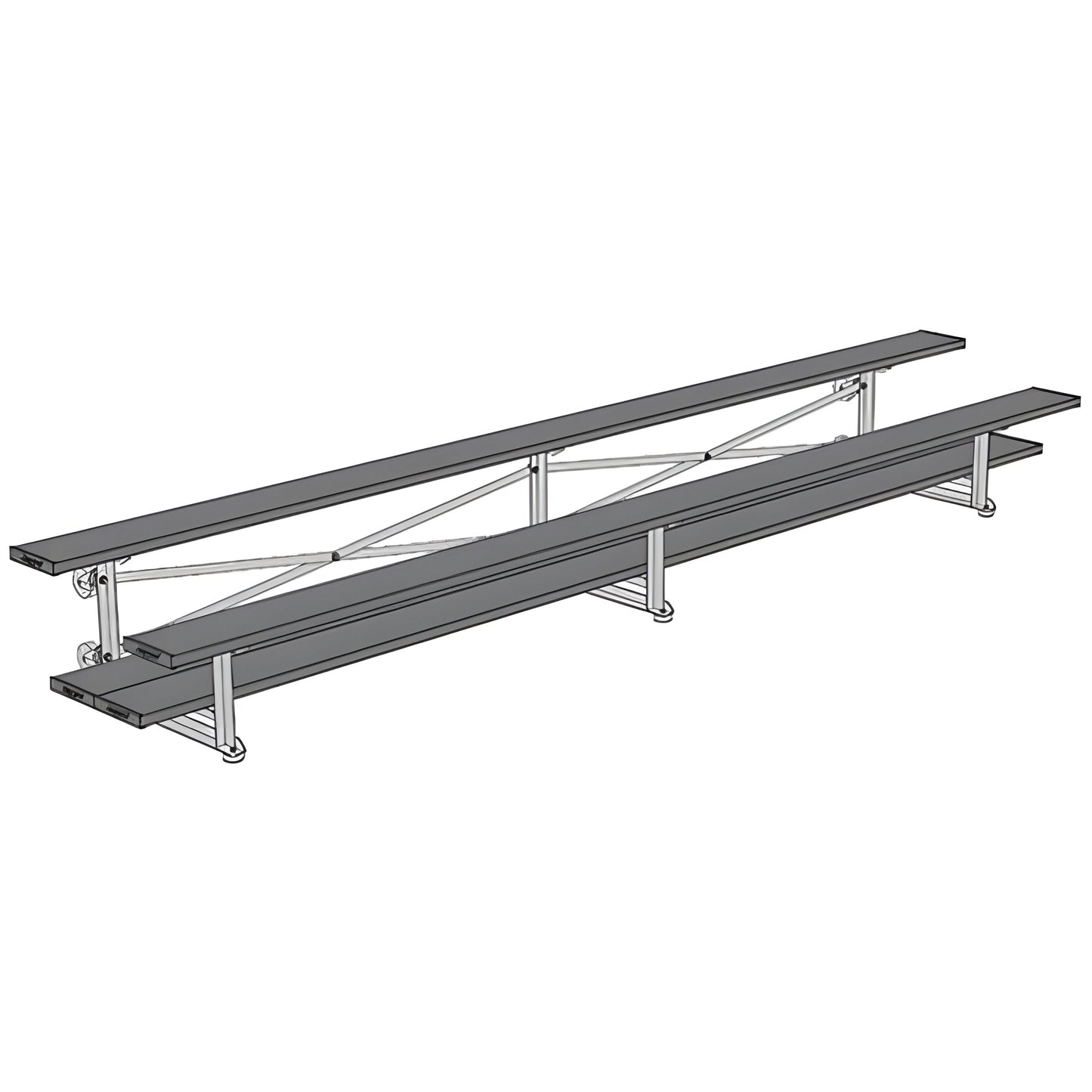 Bleacher - 15 ft. (2 Row - Single Foot Plank) - Tip & Roll (Powder Coated)