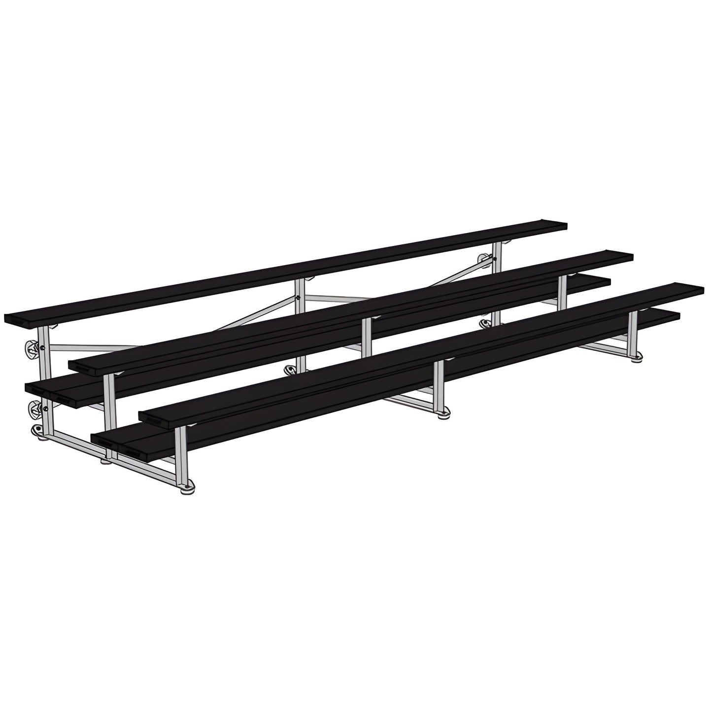 Bleacher - 15 ft. (3 Row - Double Foot Plank) - Tip & Roll - BLDP-3TRG