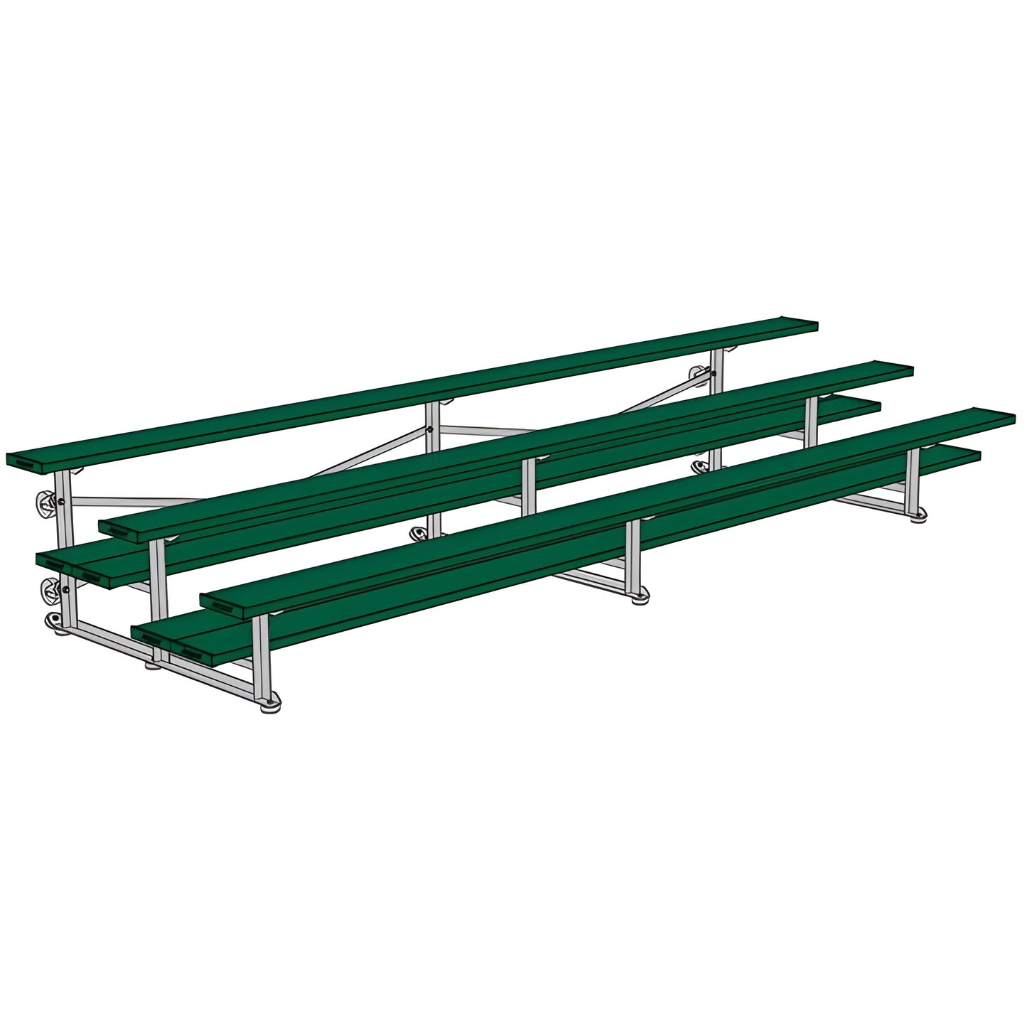 Bleacher - 15 ft. (3 Row - Double Foot Plank) - Tip & Roll - BLDP-3TRG