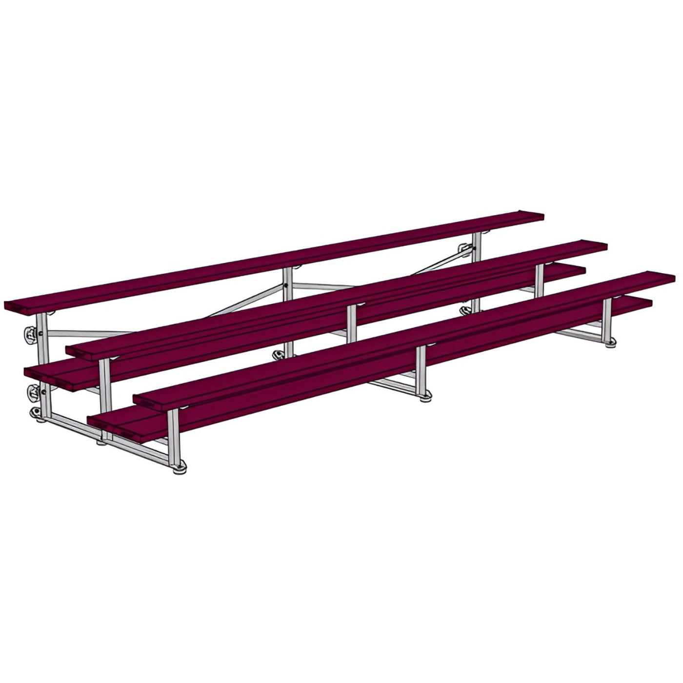 Bleacher - 15 ft. (3 Row - Double Foot Plank) - Tip & Roll - BLDP-3TRG