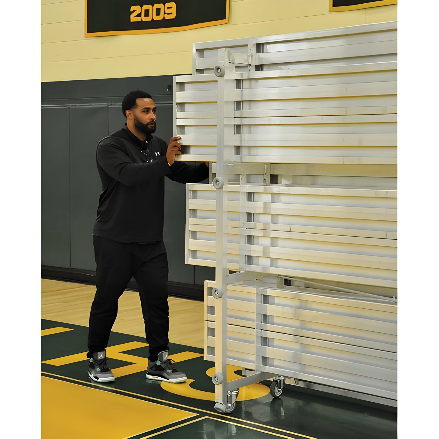 Bleacher - 21 ft. (2 Row - Double Foot Plank) - Tip & Roll - BLDP-221TRG