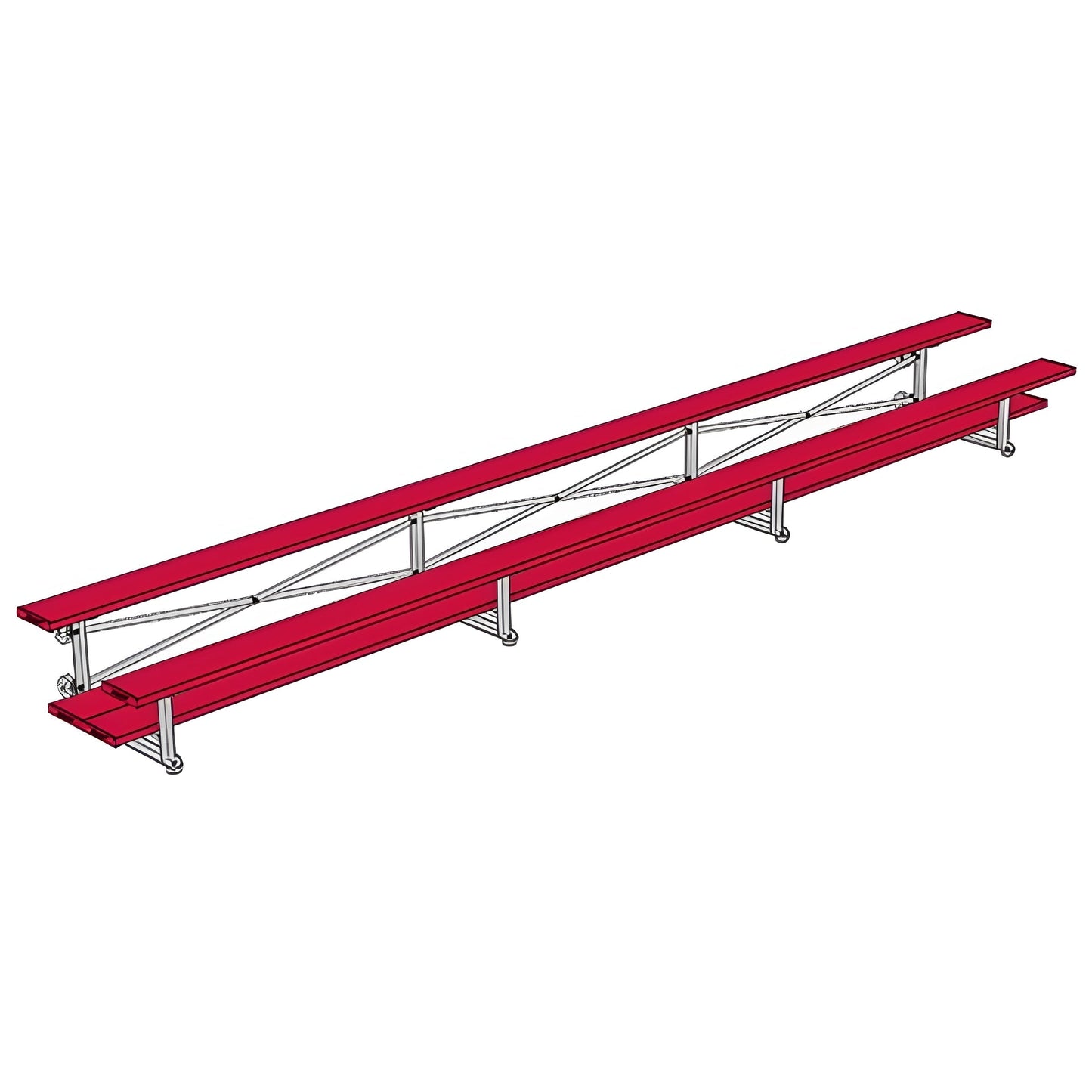 Bleacher - 21 ft. (2 Row - Double Foot Plank) - Tip & Roll - BLDP-221TRG