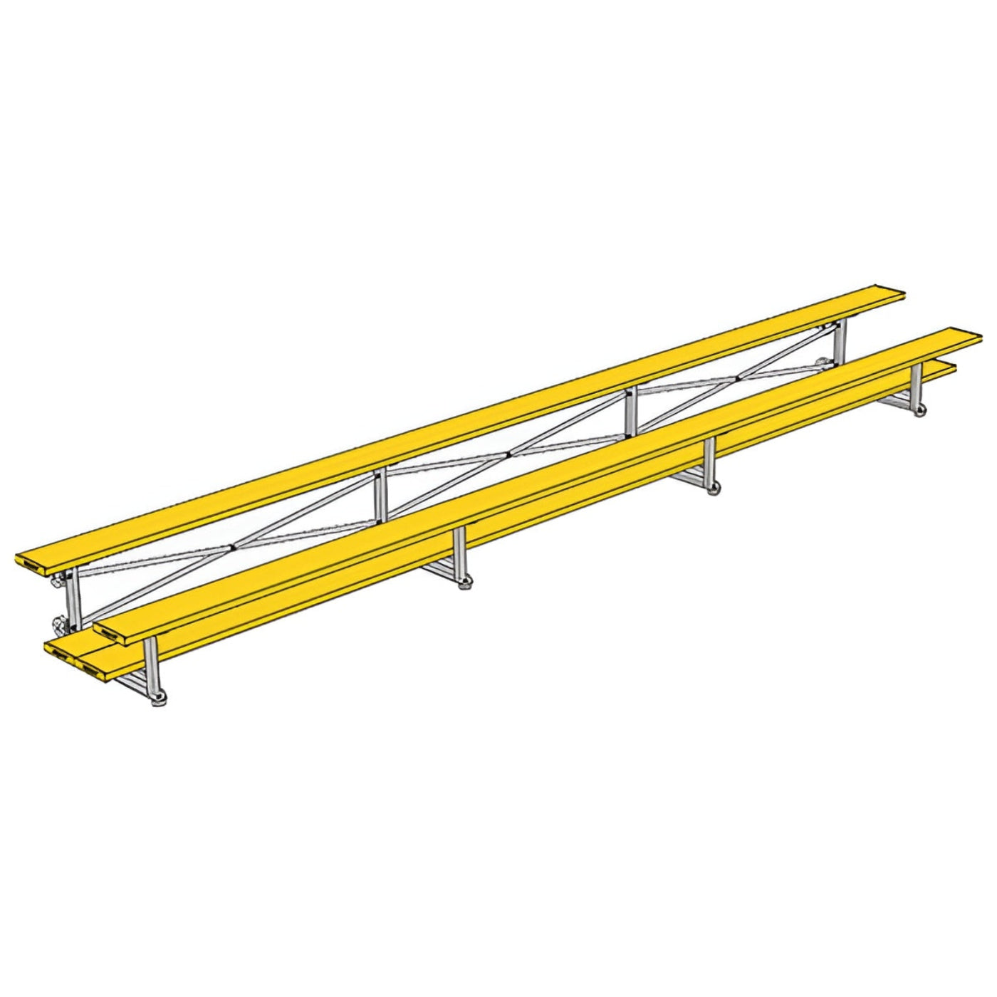 Bleacher - 21 ft. (2 Row - Double Foot Plank) - Tip & Roll - BLDP-221TRG
