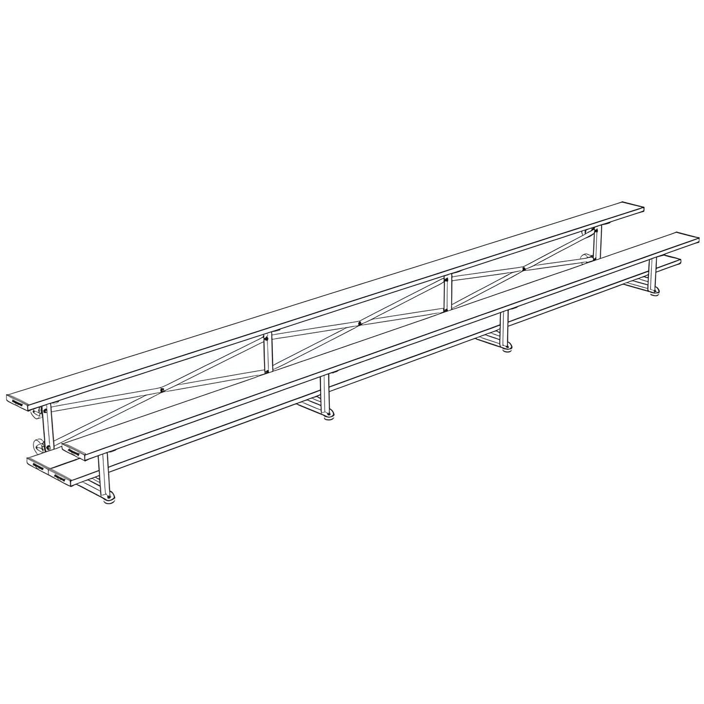 Bleacher - 21 ft. (2 Row - Double Foot Plank) - Tip & Roll - BLDP-221TRG