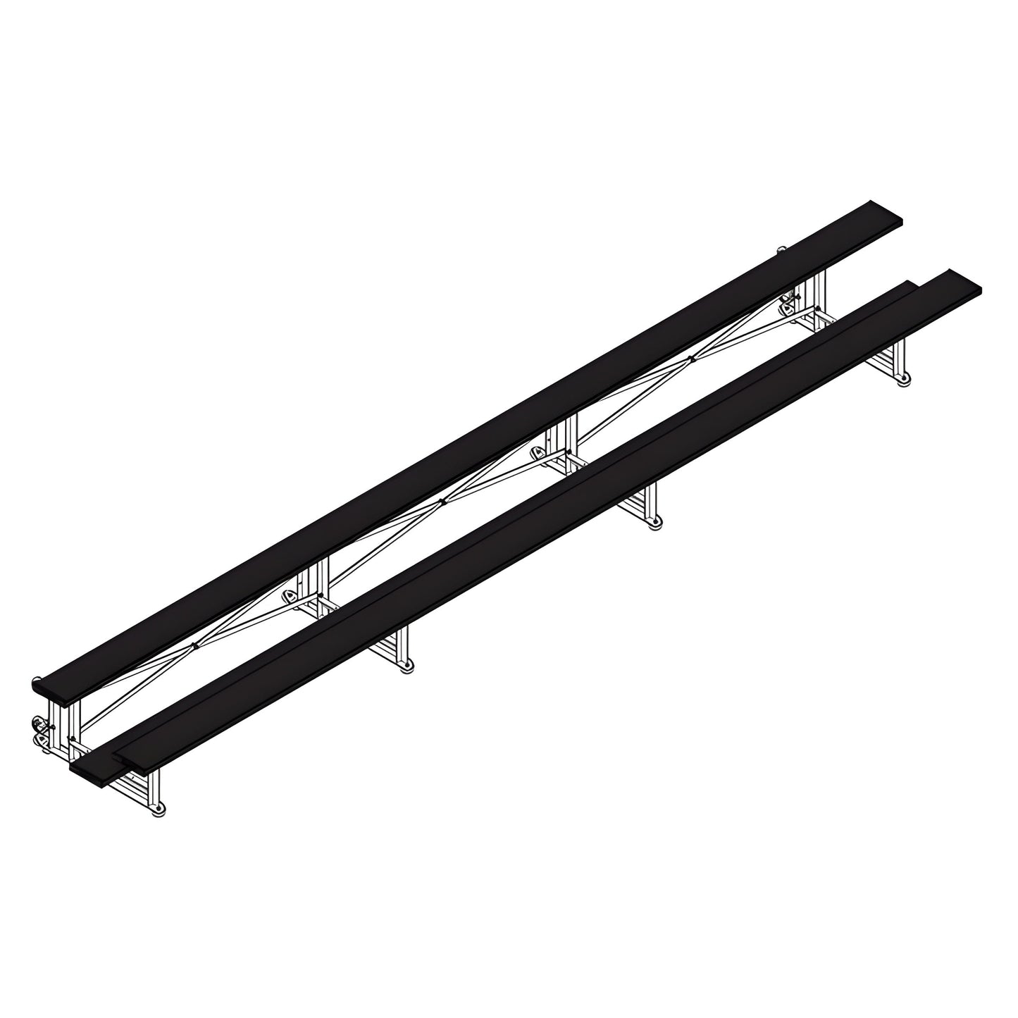 Bleacher - 21 ft. (2 Row - Single Foot Plank) - Tip & Roll - BLCH-221TRG