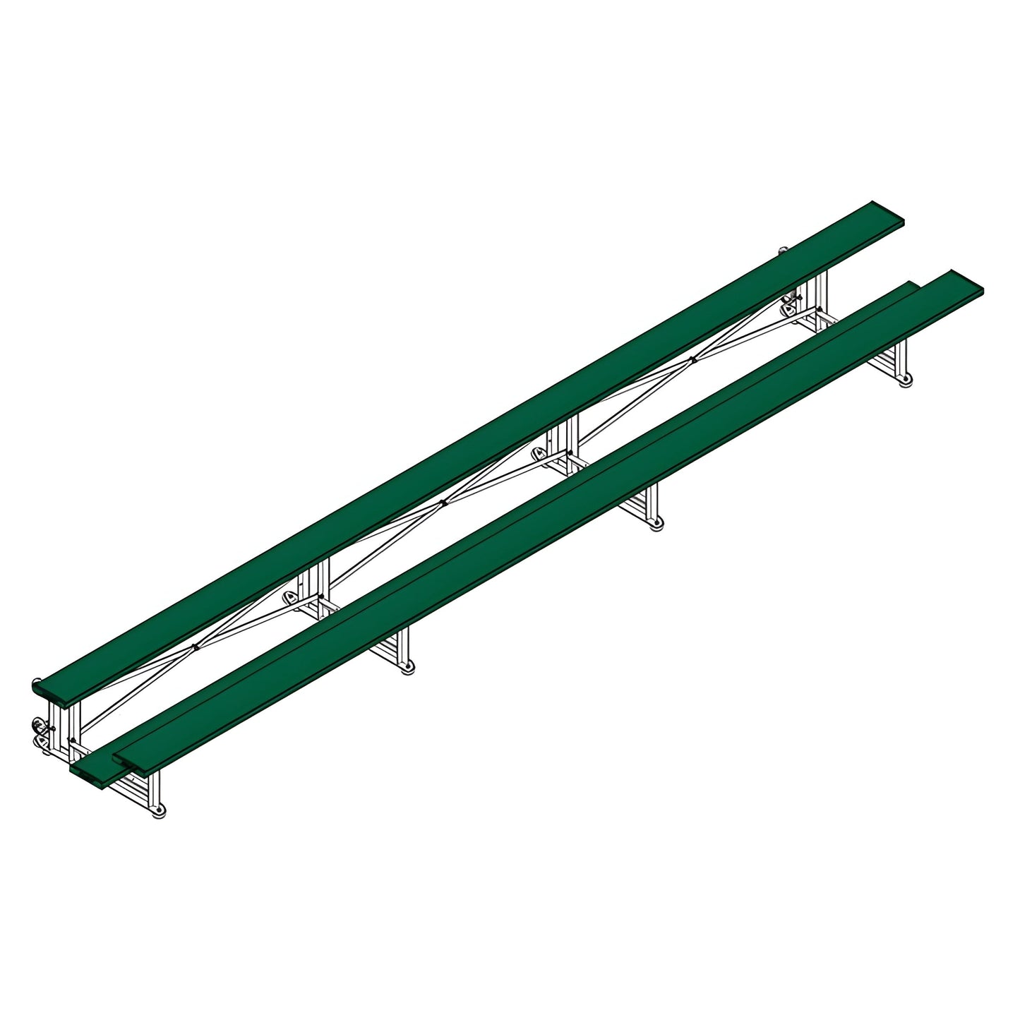 Bleacher - 21 ft. (2 Row - Single Foot Plank) - Tip & Roll - BLCH-221TRG