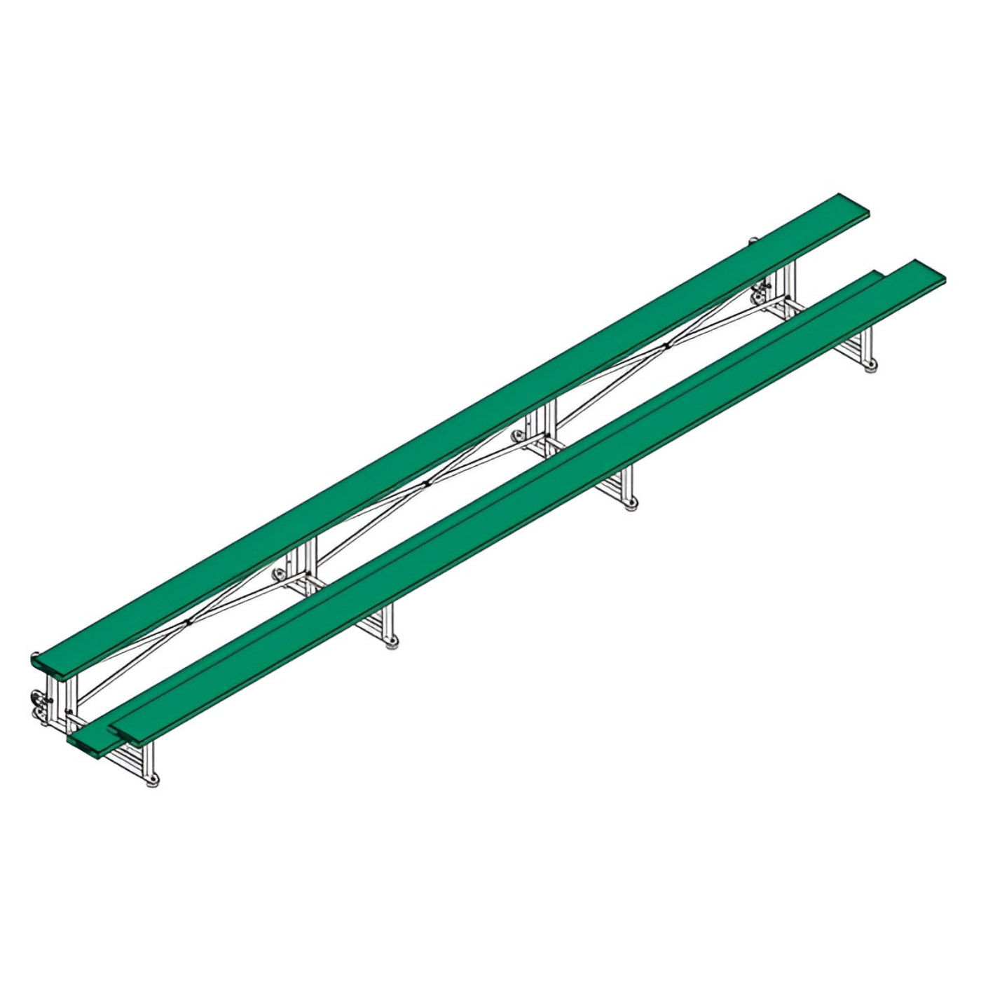 Bleacher - 21 ft. (2 Row - Single Foot Plank) - Tip & Roll - BLCH-221TRG