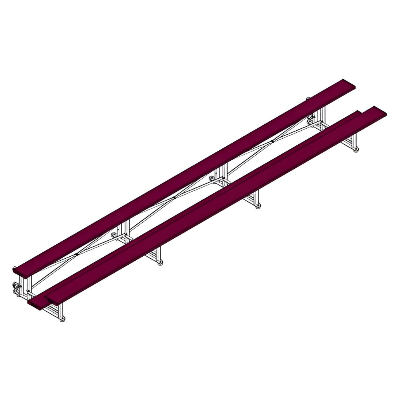 Bleacher - 21 ft. (2 Row - Single Foot Plank) - Tip & Roll - BLCH-221TRG