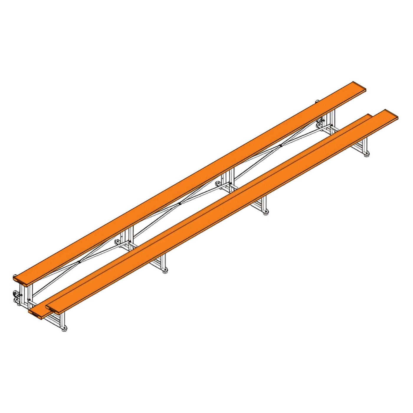 Bleacher - 21 ft. (2 Row - Single Foot Plank) - Tip & Roll - BLCH-221TRG