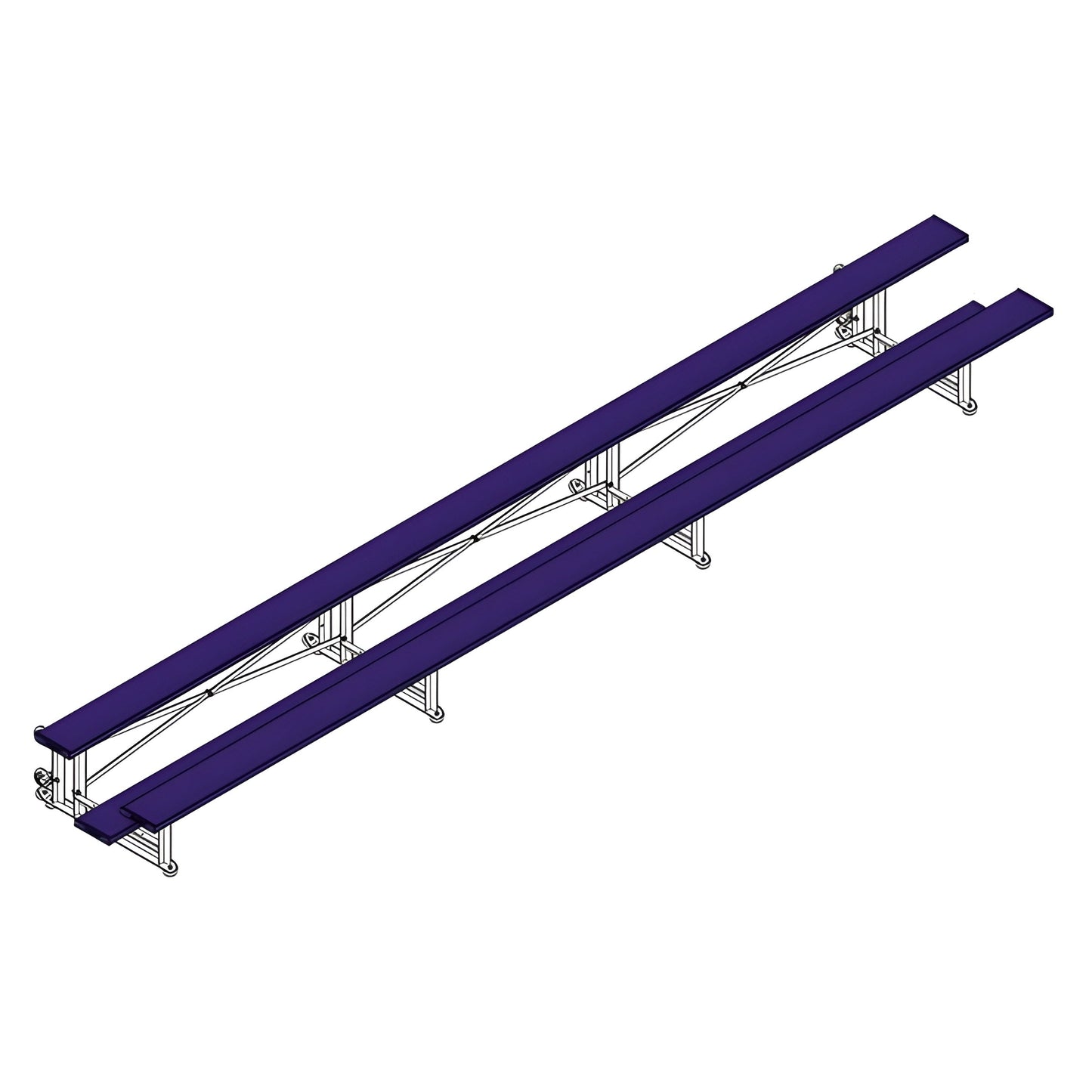 Bleacher - 21 ft. (2 Row - Single Foot Plank) - Tip & Roll - BLCH-221TRG