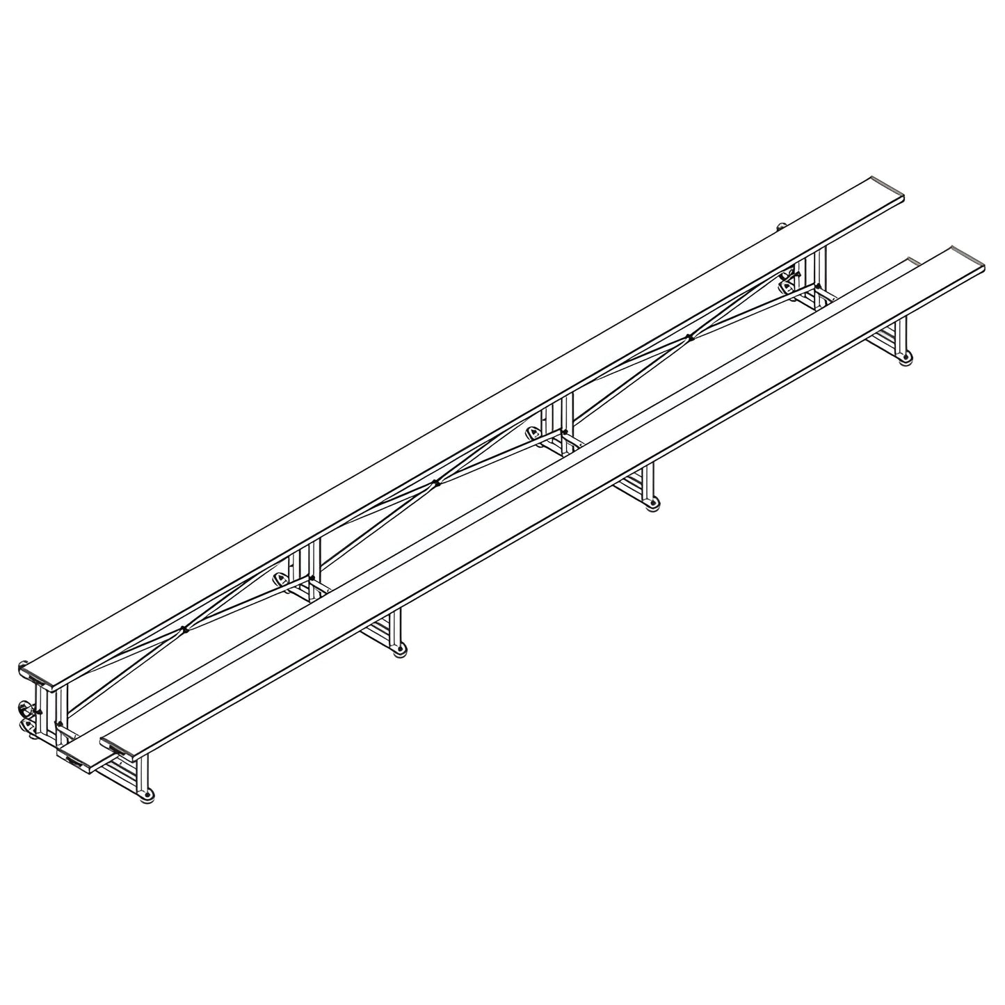 Bleacher - 21 ft. (2 Row - Single Foot Plank) - Tip & Roll - BLCH-221TRG